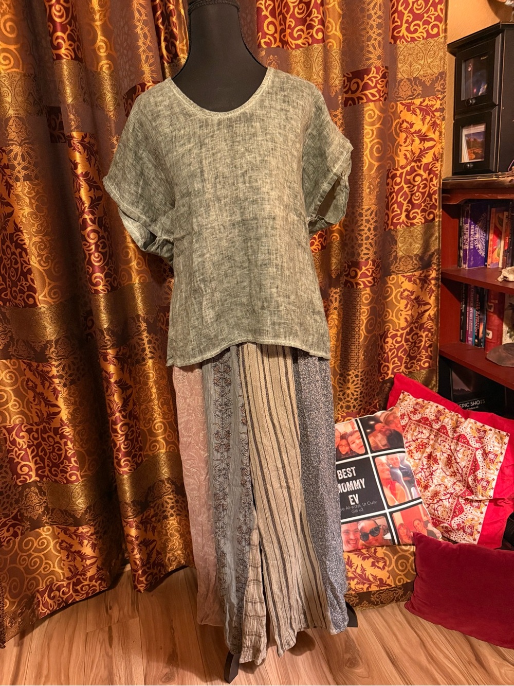 Tempo Linen Crop top with Sacred Threads Palazzo pants
